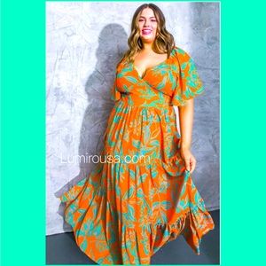 Flying Tomato Tropical Marisol Maxi Dress Plus Size